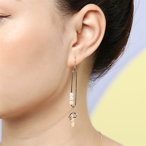 Bông Tai Hợp Kim Nữ Đính Đá AvaJi AVJ.E000287.00 Màu Vàng