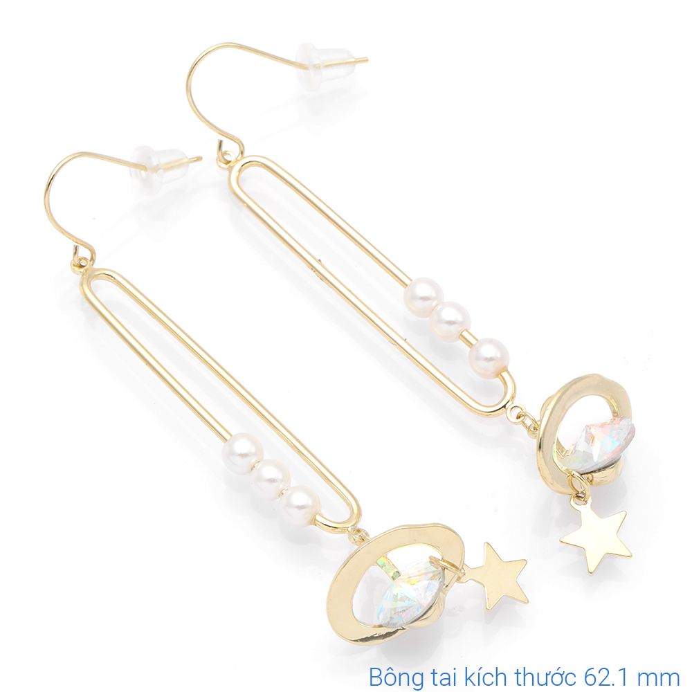 Bông Tai Hợp Kim Nữ Đính Đá AvaJi AVJ.E000287.00 Màu Vàng
