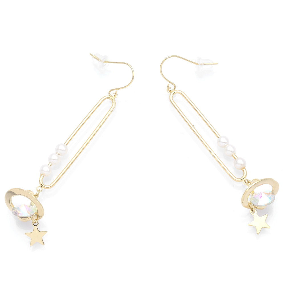 Bông Tai Hợp Kim Nữ Đính Đá AvaJi AVJ.E000287.00 Màu Vàng
