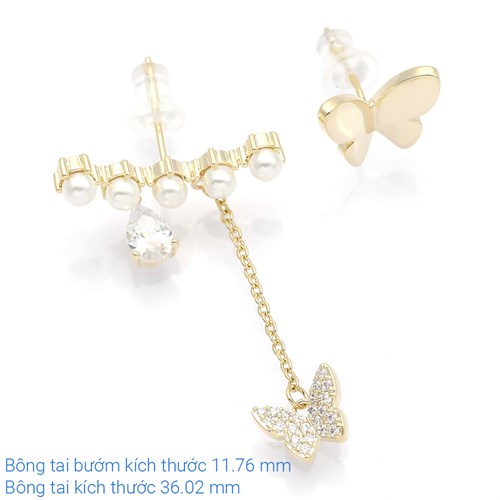 Bông Tai Hợp Kim Nữ Đính Đá AvaJi AVJ.E000295.00 Màu Vàng