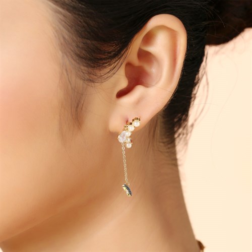 Bông Tai Hợp Kim Nữ Đính Đá AvaJi AVJ.E000295.00 Màu Vàng