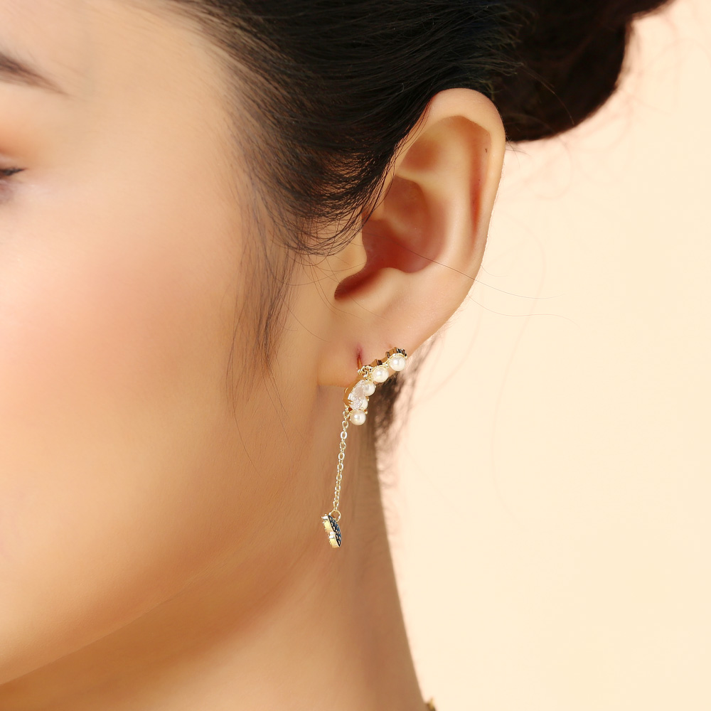Bông Tai Hợp Kim Nữ Đính Đá AvaJi AVJ.E000295.00 Màu Vàng