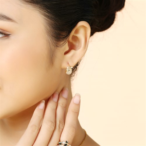 Bông Tai Hợp Kim Nữ Đính Đá AvaJi AVJ.E000314.00 Màu Vàng