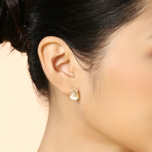 Bông Tai Hợp Kim Nữ Đính Đá AvaJi AVJ.E000314.00 Màu Vàng