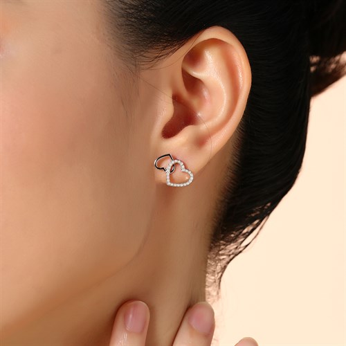 Bông Tai Hợp Kim Nữ Đính Đá AvaJi AVJ.E000315.00 Màu Bạc