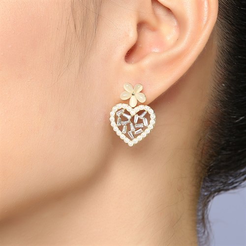 Bông Tai Hợp Kim Nữ Ngọc Trai AvaJi AVJ.E000323.00 Màu Vàng