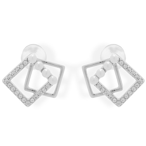 Bông Tai Hợp Kim Nữ Đính Đá AvaJi AVJ.E000325.00 Màu Bạc