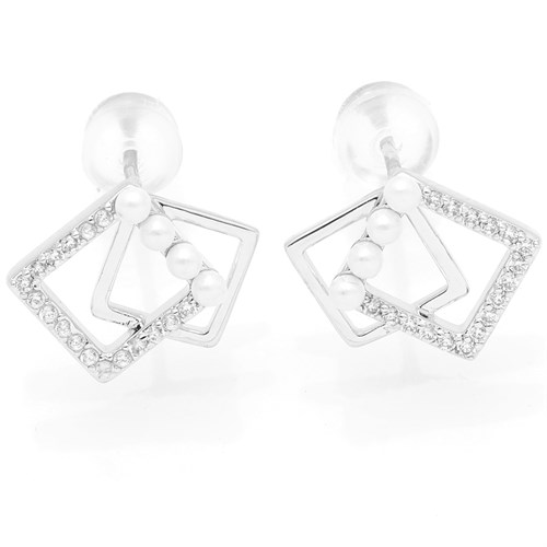 Bông Tai Hợp Kim Nữ Đính Đá AvaJi AVJ.E000325.00 Màu Bạc