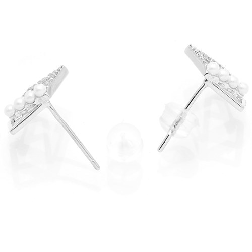 Bông Tai Hợp Kim Nữ Đính Đá AvaJi AVJ.E000325.00 Màu Bạc