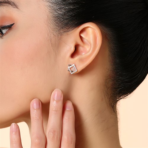 Bông Tai Hợp Kim Nữ Đính Đá AvaJi AVJ.E000325.00 Màu Bạc