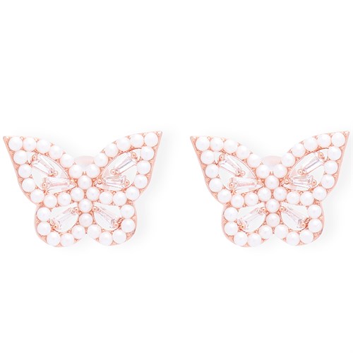 Bông Tai Hợp Kim Nữ Đính Đá AvaJi AVJ.E000330.00 Màu Vàng Hồng