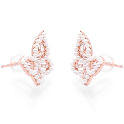 Bông Tai Hợp Kim Nữ Đính Đá AvaJi AVJ.E000330.00 Màu Vàng Hồng