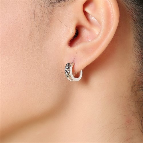 Bông Tai Hợp Kim Nữ Đính Đá AvaJi AVJ.E000337.00 Màu Bạc