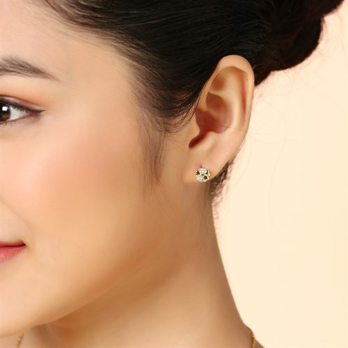 Bông Tai Hợp Kim Nữ Đính Đá AvaJi AVJ.E000349.00 Màu Vàng