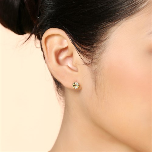 Bông Tai Hợp Kim Nữ Đính Đá AvaJi AVJ.E000349.00 Màu Vàng