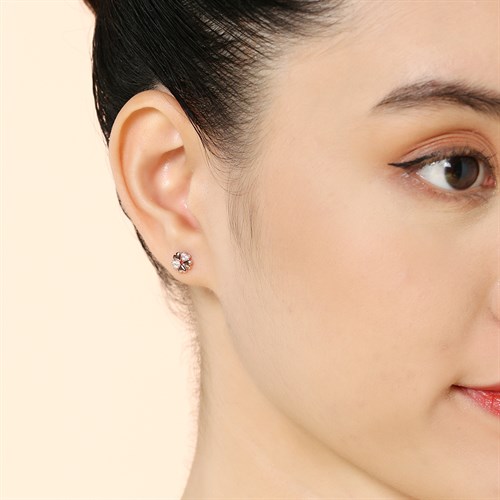 Bông Tai Hợp Kim Nữ Đính Đá AvaJi AVJ.E000350.00 Màu Vàng Hồng