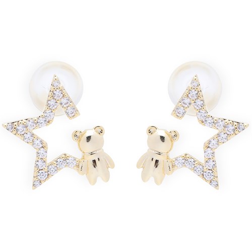 Bông Tai Hợp Kim Nữ Đính Đá AvaJi AVJ.E000352.00 Màu Vàng