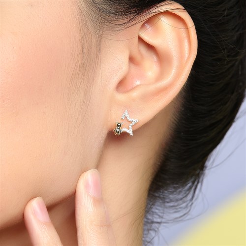 Bông Tai Hợp Kim Nữ Đính Đá AvaJi AVJ.E000352.00 Màu Vàng