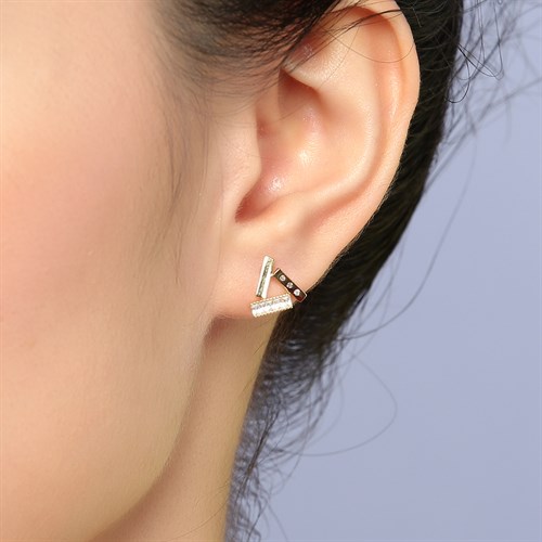 Bông Tai Hợp Kim Nữ Đính Đá AvaJi AVJ.E000355.00 Màu Vàng