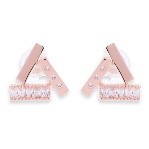 Bông Tai Hợp Kim Nữ Đính Đá AvaJi AVJ.E000356.00 Màu Vàng Hồng