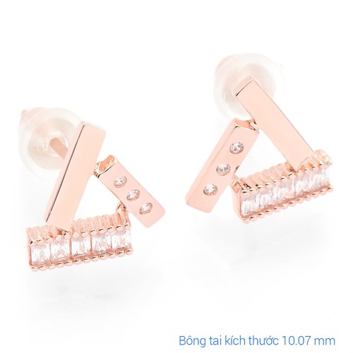 Bông Tai Hợp Kim Nữ Đính Đá AvaJi AVJ.E000356.00 Màu Vàng Hồng