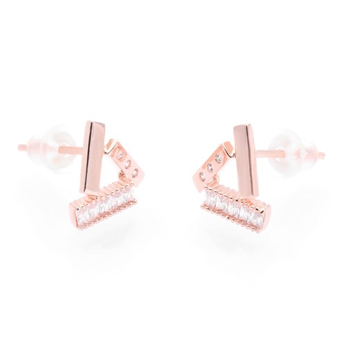 Bông Tai Hợp Kim Nữ Đính Đá AvaJi AVJ.E000356.00 Màu Vàng Hồng