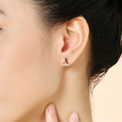 Bông Tai Hợp Kim Nữ Đính Đá AvaJi AVJ.E000356.00 Màu Vàng Hồng