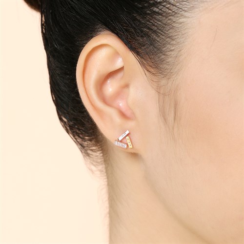 Bông Tai Hợp Kim Nữ Đính Đá AvaJi AVJ.E000356.00 Màu Vàng Hồng