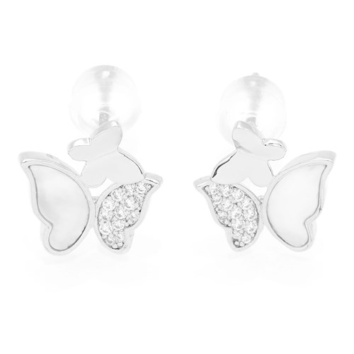 Bông Tai Hợp Kim Nữ Đính Đá AvaJi AVJ.E000363.00 Màu Bạc