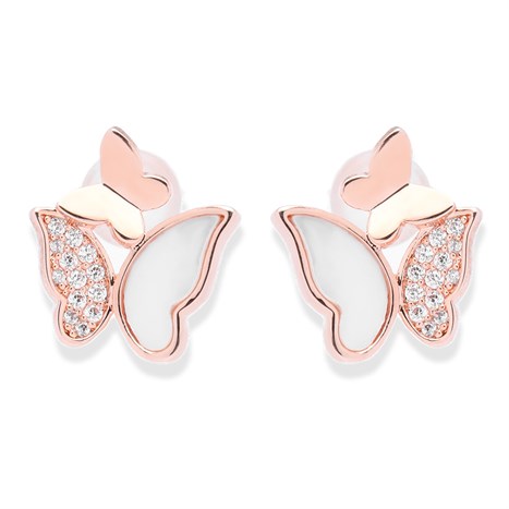 Bông Tai Hợp Kim Nữ Đính Đá AvaJi AVJ.E000365.00 Màu Vàng Hồng