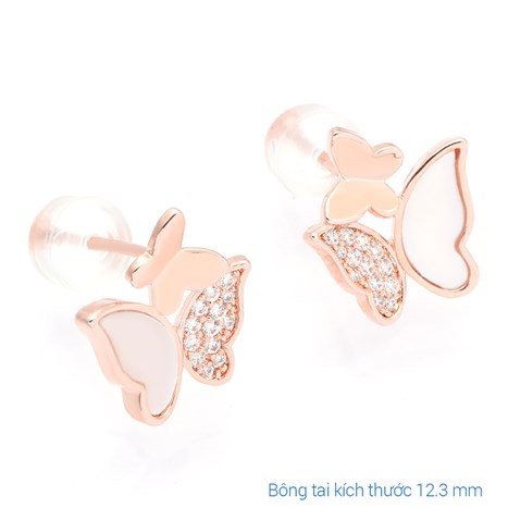 Bông Tai Hợp Kim Nữ Đính Đá AvaJi AVJ.E000365.00 Màu Vàng Hồng