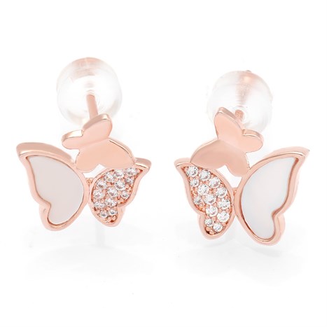 Bông Tai Hợp Kim Nữ Đính Đá AvaJi AVJ.E000365.00 Màu Vàng Hồng