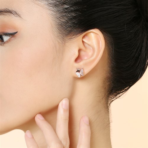 Bông Tai Hợp Kim Nữ Đính Đá AvaJi AVJ.E000365.00 Màu Vàng Hồng