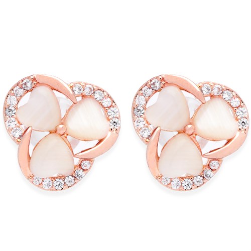 Bông Tai Hợp Kim Nữ Đính Đá AvaJi AVJ.E000368.00 Màu Vàng Hồng