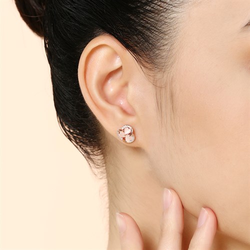 Bông Tai Hợp Kim Nữ Đính Đá AvaJi AVJ.E000368.00 Màu Vàng Hồng