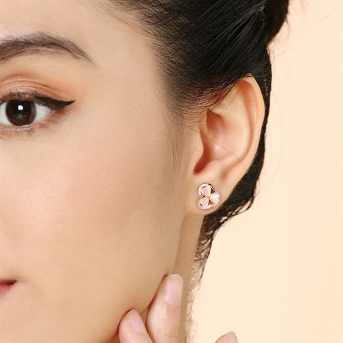 Bông Tai Hợp Kim Nữ Đính Đá AvaJi AVJ.E000368.00 Màu Vàng Hồng