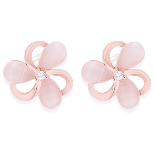 Bông Tai Hợp Kim Nữ Đính Đá AvaJi AVJ.E000371.00 Màu Vàng Hồng