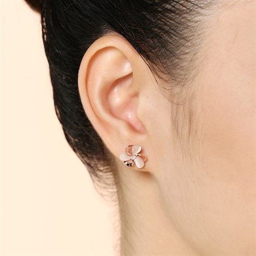 Bông Tai Hợp Kim Nữ Đính Đá AvaJi AVJ.E000371.00 Màu Vàng Hồng