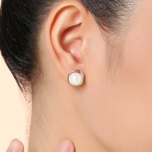 Bông Tai Hợp Kim Nữ Ngọc Trai AvaJi AVJ.E000374.00 Màu Bạc