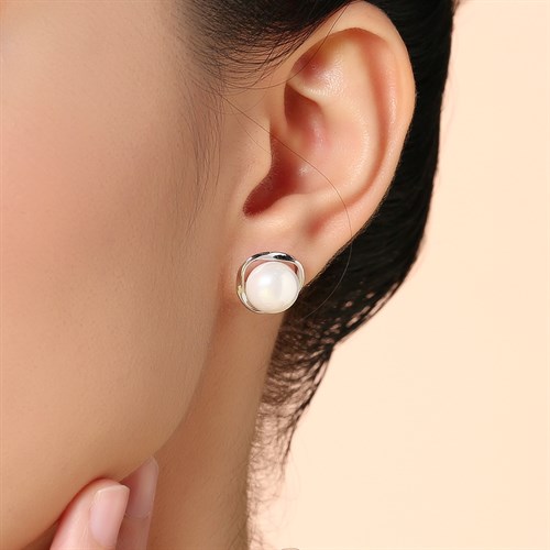 Bông Tai Hợp Kim Nữ Ngọc Trai AvaJi AVJ.E000374.00 Màu Bạc