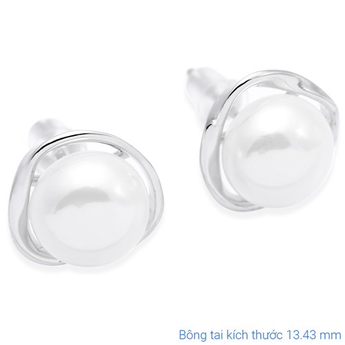 Bông Tai Hợp Kim Nữ Ngọc Trai AvaJi AVJ.E000374.00 Màu Bạc