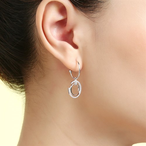 Bông Tai Hợp Kim Nữ Đính Đá AvaJi AVJ.E000377.00 Màu Bạc