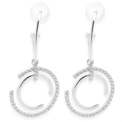 Bông Tai Hợp Kim Nữ Đính Đá AvaJi AVJ.E000377.00 Màu Bạc