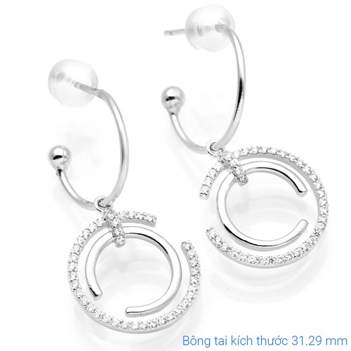 Bông Tai Hợp Kim Nữ Đính Đá AvaJi AVJ.E000377.00 Màu Bạc