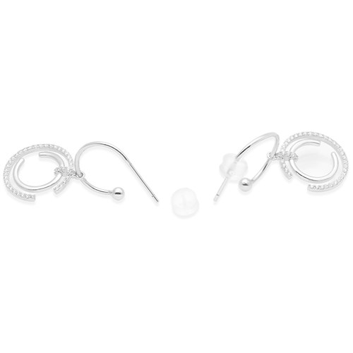 Bông Tai Hợp Kim Nữ Đính Đá AvaJi AVJ.E000377.00 Màu Bạc