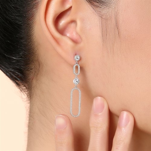 Bông Tai Hợp Kim Nữ Đính Đá AvaJi AVJ.E000379.00 Màu Bạc