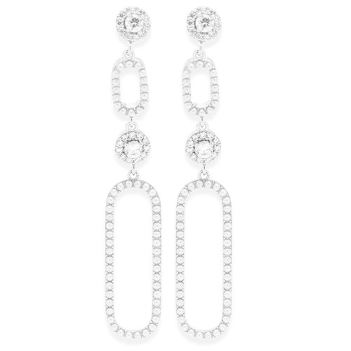 Bông Tai Hợp Kim Nữ Đính Đá AvaJi AVJ.E000379.00 Màu Bạc