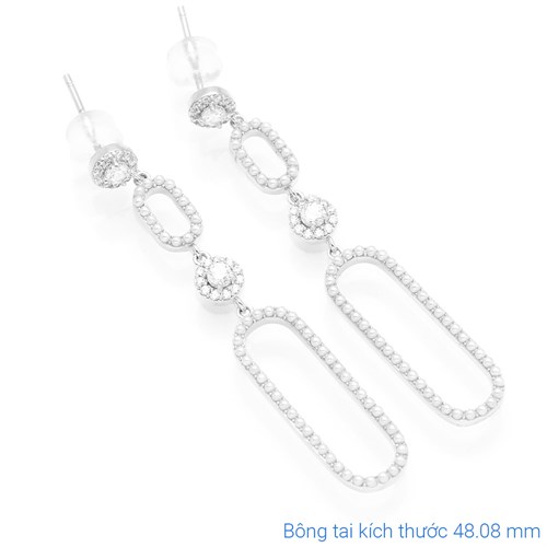 Bông Tai Hợp Kim Nữ Đính Đá AvaJi AVJ.E000379.00 Màu Bạc