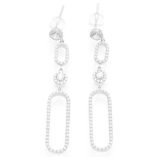 Bông Tai Hợp Kim Nữ Đính Đá AvaJi AVJ.E000379.00 Màu Bạc