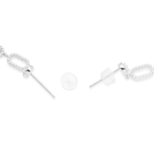 Bông Tai Hợp Kim Nữ Đính Đá AvaJi AVJ.E000379.00 Màu Bạc